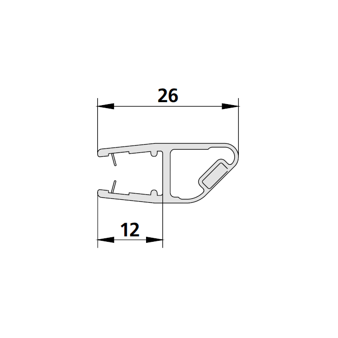 Kermi 2534097 magneetprofiel 45 graden rechts verticaal 200cm