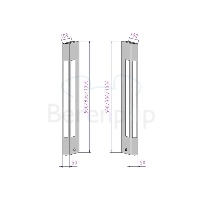 Decor Walther 0324734 BLOC 100 LD wandlamp 100x5cm geborsteld nikkel (met dimmer knop links)