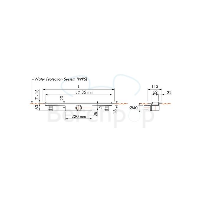 Easy Drain Compact 30 TAF Wall EDCOMTAFW100030 douchegoot 100cm zijuitloop