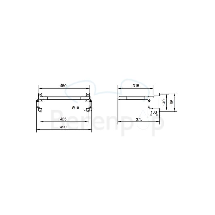 Handicare (Linido) LI2201001402 douchezitting (met verkorte zitdiepte) RVS gecoat wit