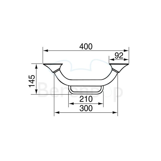 Handicare (Linido) LI2637001211 handdoekrek kort 300mm RVS gepolijst (antraciete afdekkappen)