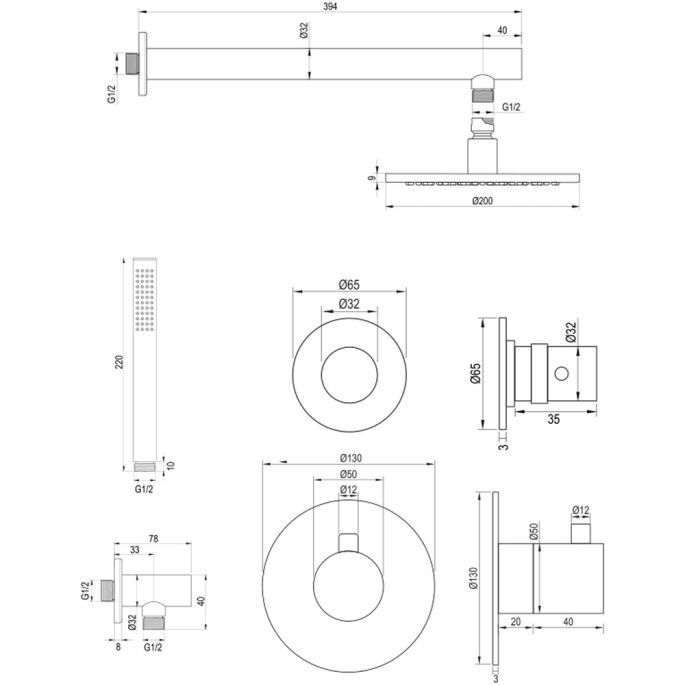 Brauer Edition 5-CE-024 thermostatische inbouw regendouche SET 01 chroom