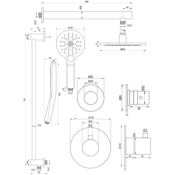 Brauer Edition 5-CE-036 thermostatische inbouw regendouche SET 19 chroom