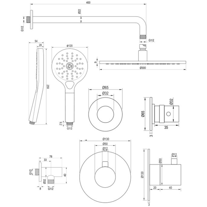 Brauer Edition 5-CE-077 thermostatische inbouw regendouche SET 10 chroom