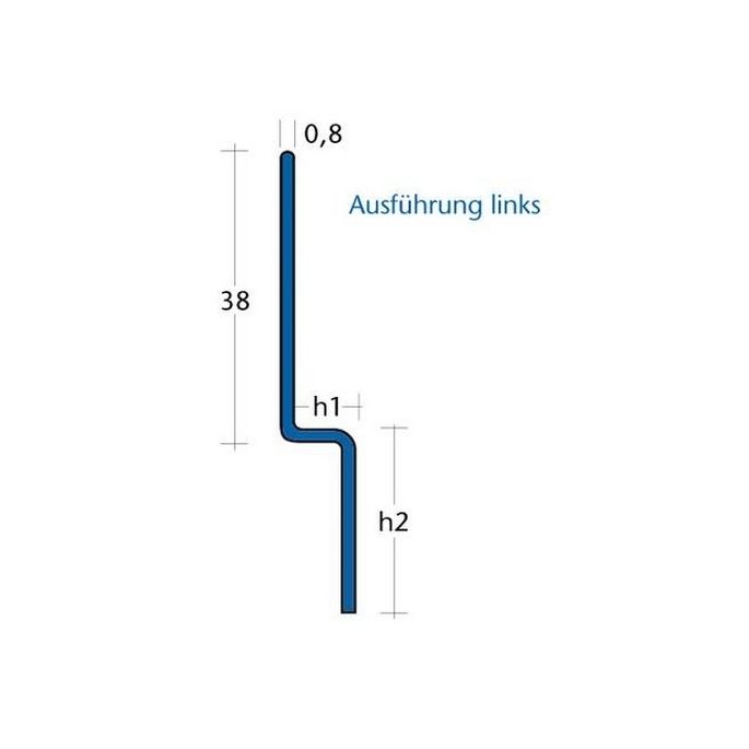 Blanke Aqua Keil Wand 8452856125L afsluitprofiel 980x12,5x24mm links mat zwart