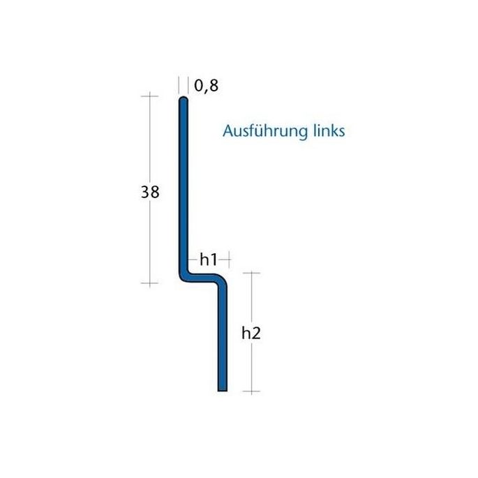 Blanke Aqua Keil Wand 8462856125L afsluitprofiel 1480x12,5x32mm links mat zwart