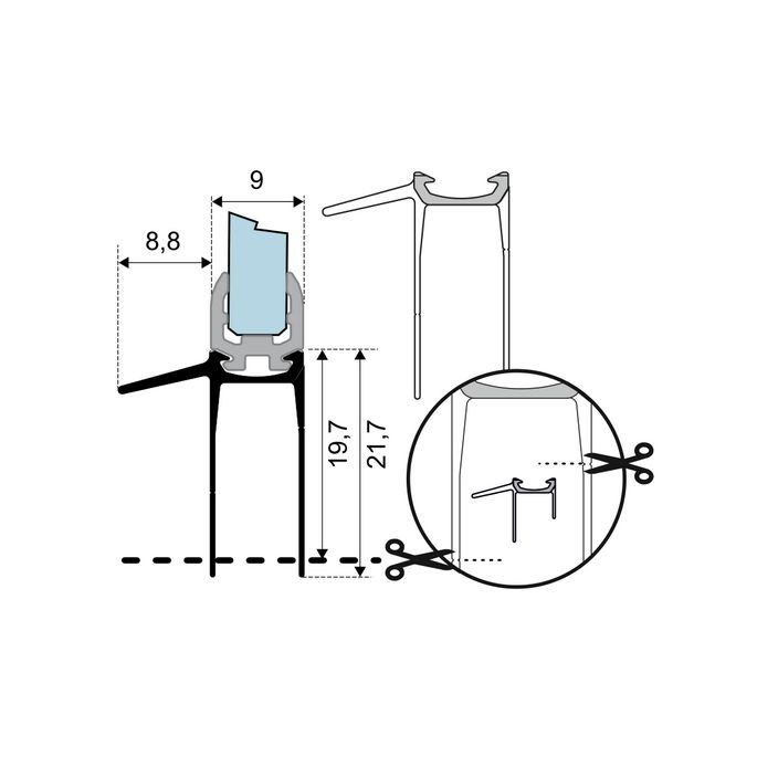 Duka GUMD498 lang afdichtprofiel 100cm transparant, 8mm