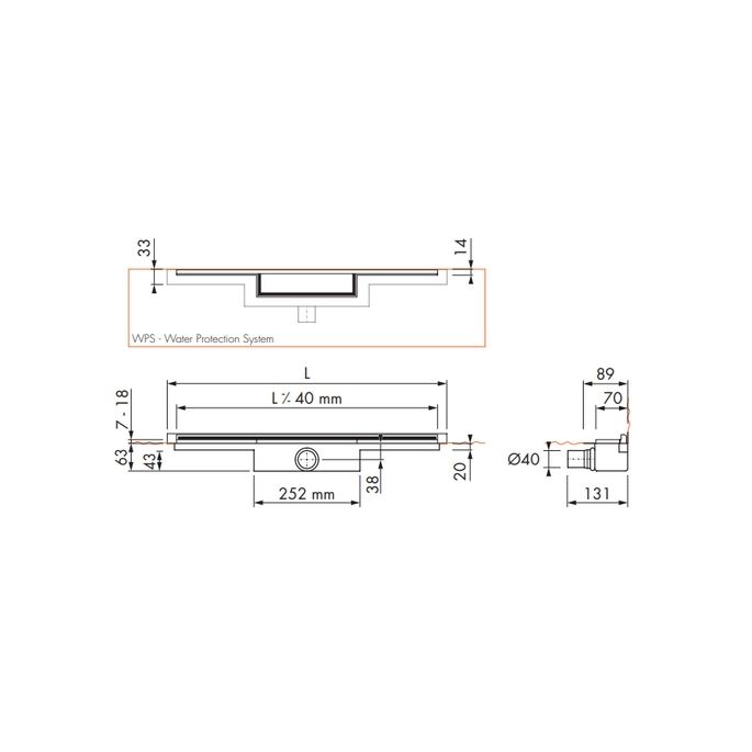 Easy Drain M-line MLINE70030 douchegoot 70cm zijuitloop