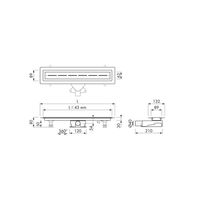 Easy Drain Vinyl EDVINM2100035 douchegoot 100cm zijuitloop