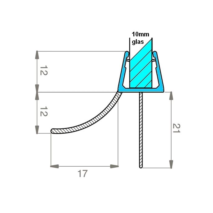 Exa-Lent Universal monsterstukje doucherubber type DS27 - 2cm lengte en geschikt voor glasdikte 10mm - 2 lange flapjes