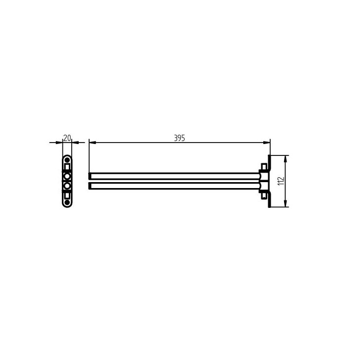 Haceka Ixi 1208565 2-lids handdoekhouder 395mm mat zwart