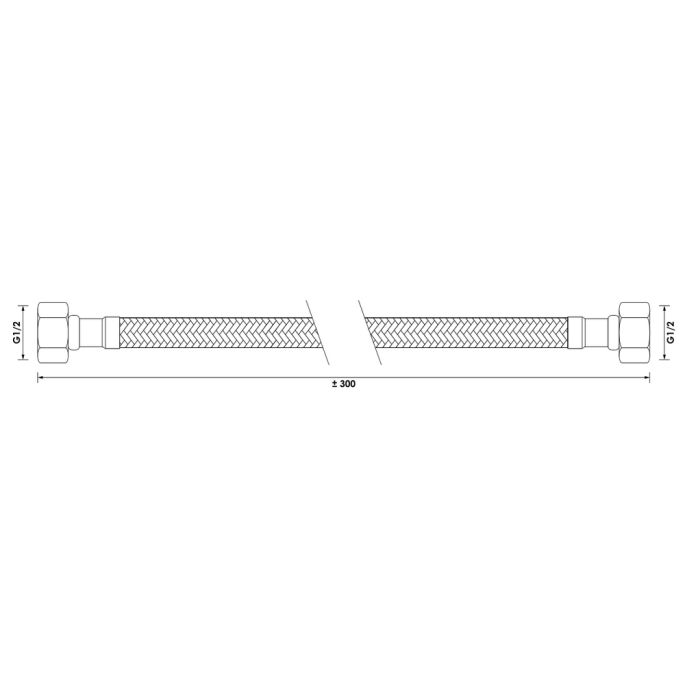 Brauer 5-S-319 flexibele aansluitslang gevlochten 300 mm mat zwart