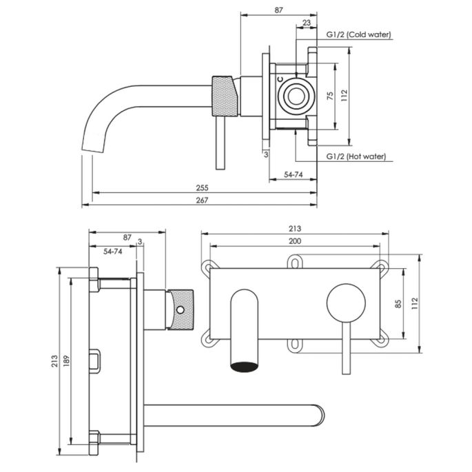 Brauer Carving 5-CE-004-B6 inbouw wastafelmengkraan met gebogen uitloop en afdekplaat model A1 chroom