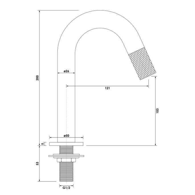 Brauer Carving 5-GM-321 opbouw fonteinkraan met gebogen uitloop gunmetal geborsteld PVD