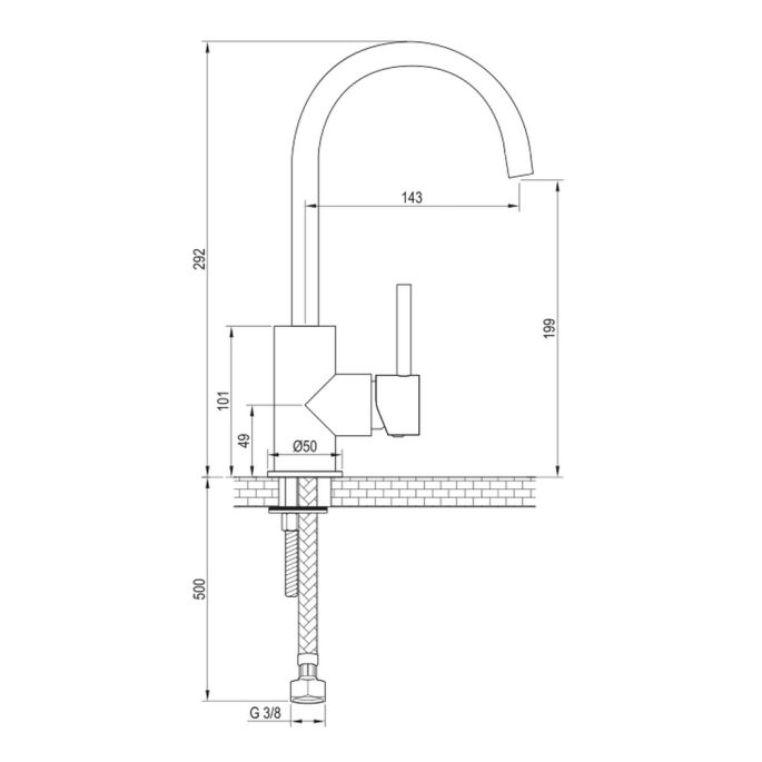 Brauer Ausgabe 5-CE-003-S1 Waschtischmischer mit drehbarer flacher Auslauf Modell C chrom