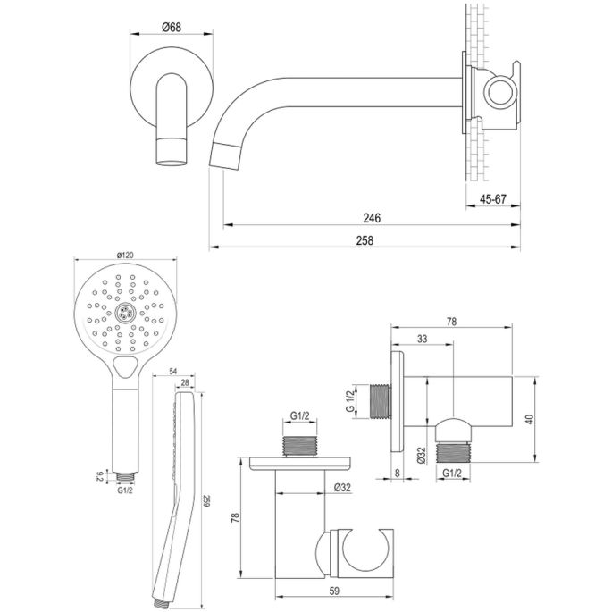 Brauer Edition 5-CE-023 thermostatische inbouw badkraan SET 02 chroom