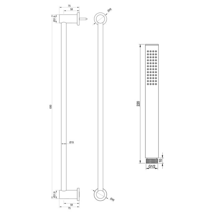 Brauer Edition 5-GM-041-1 body bath shower thermostatic mixer SET 01 gunmetal brushed PVD