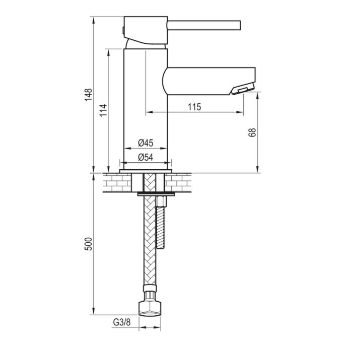 Brauer Edition 5-NG-001 lage opbouw wastafelmengkraan model A RVS geborsteld PVD