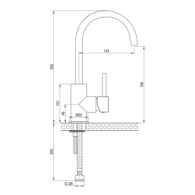 Brauer Edition 5-S-003-S3 hoge opbouw wastafelmengkraan met draaibare platte uitloop model A mat zwart