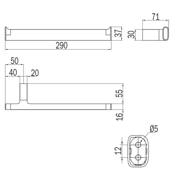 Inda Claire A71180NE dubbele handdoekhouder mat zwart