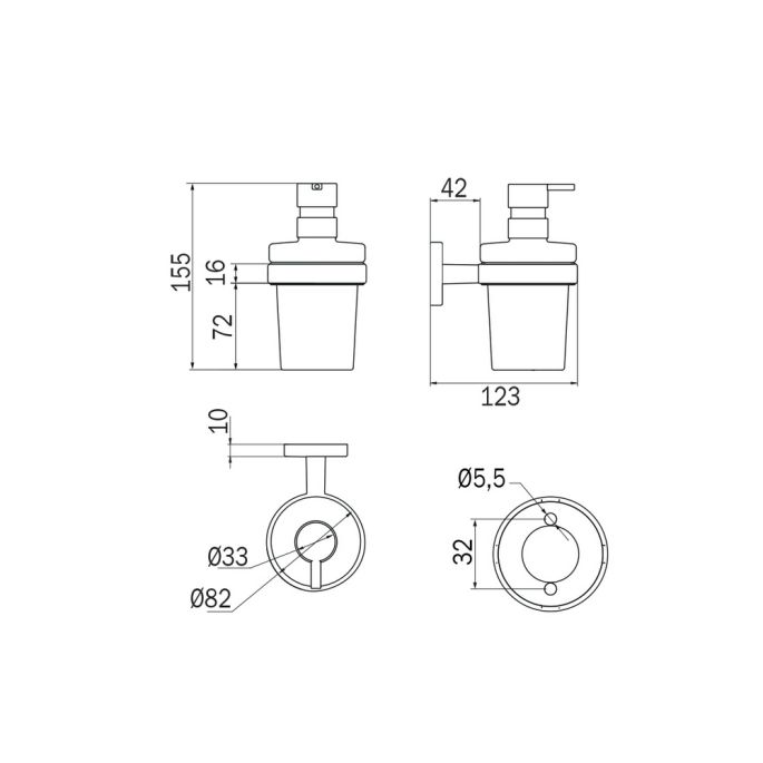 Inda Gealuna A10120NS03 zeepdispenser transparant helder glas/ RVS geborsteld