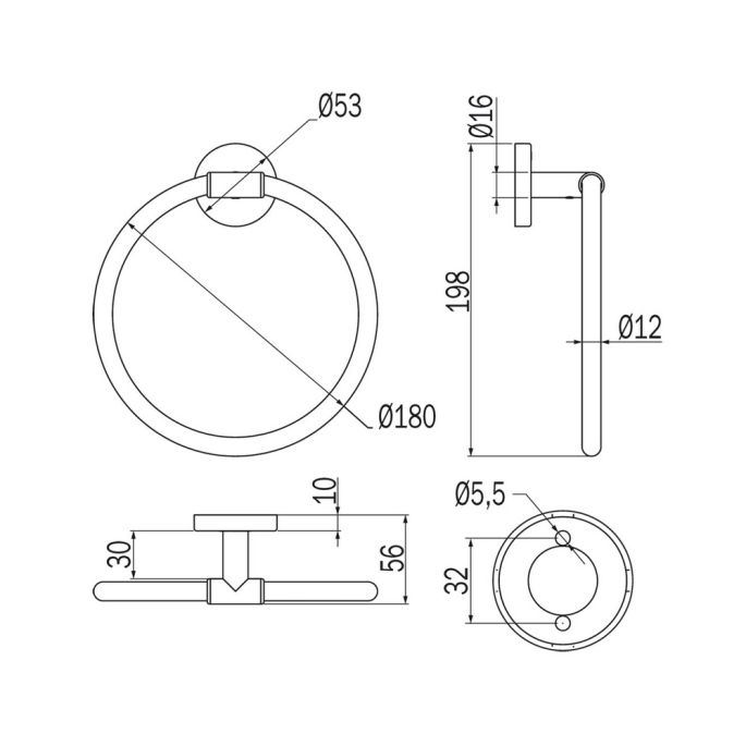 Inda Gealuna A10160NS handdoekring RVS geborsteld