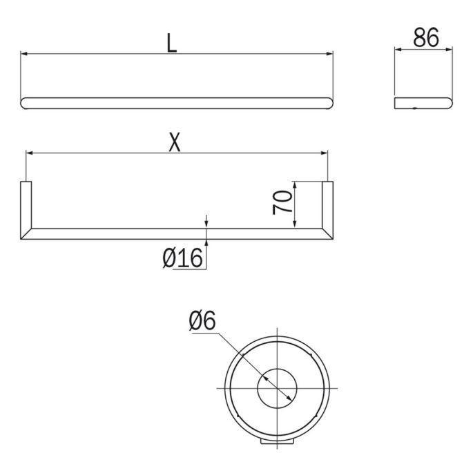 Inda Gealuna A1018ECR handdoekhouder 31,5cm chroom