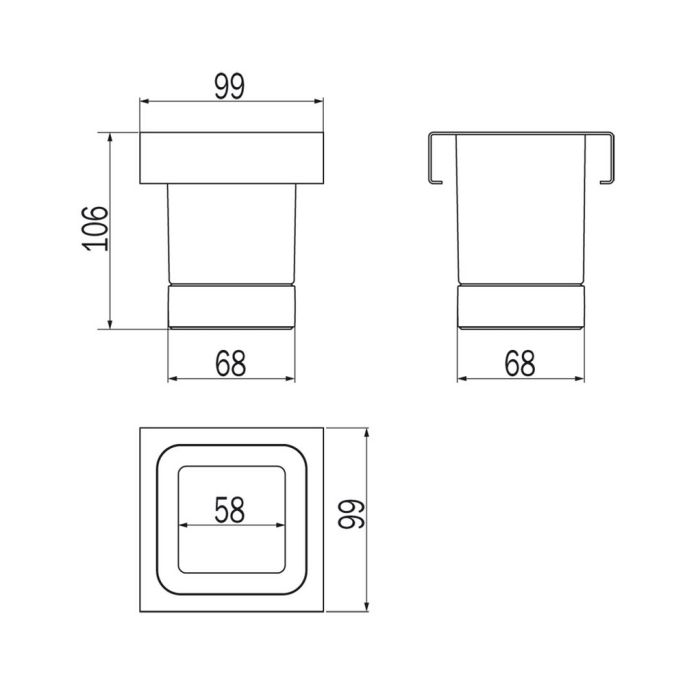 Inda Indissima A8810MNE21 glazen module 100mm mat zwart/ gesatineerd glas