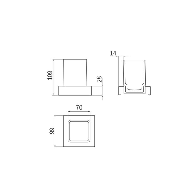 Inda Indissima A8810NNS21 glazen module 100mm RVS geborsteld/ gesatineerd glas