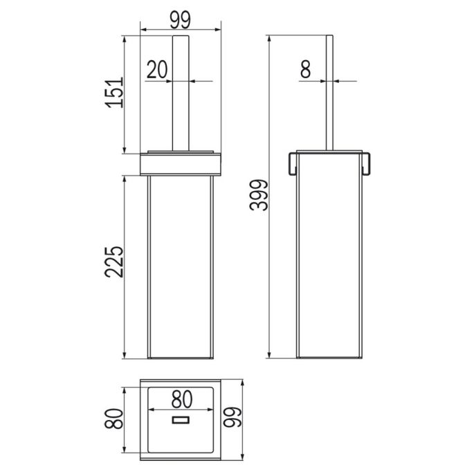 Inda Indissima A8814MWM borstelhoudermodule met verwijderbare bodem 100mm mat wit
