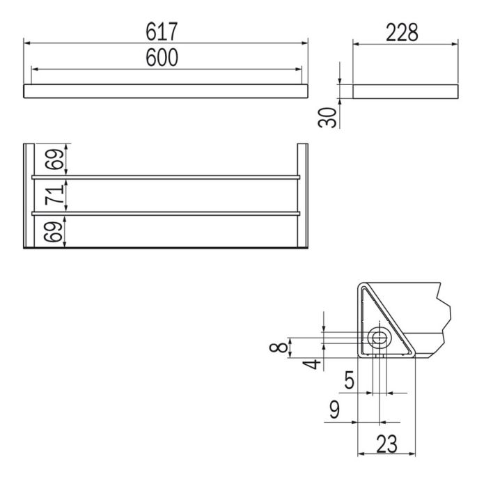 Inda Indissima A88680NS handdoekenrek 615mm RVS geborsteld