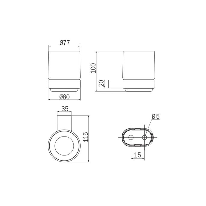 Inda Mito A20100WM21 bekerhouder gesatineerd glas/ mat wit