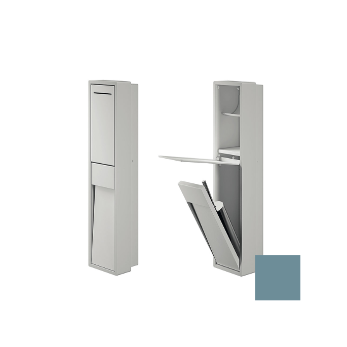 Inda MY Secret A8086CAQ inbouwnis met toiletrolhouder en toiletborstelgarnituur 190x860mm mat acquamarina