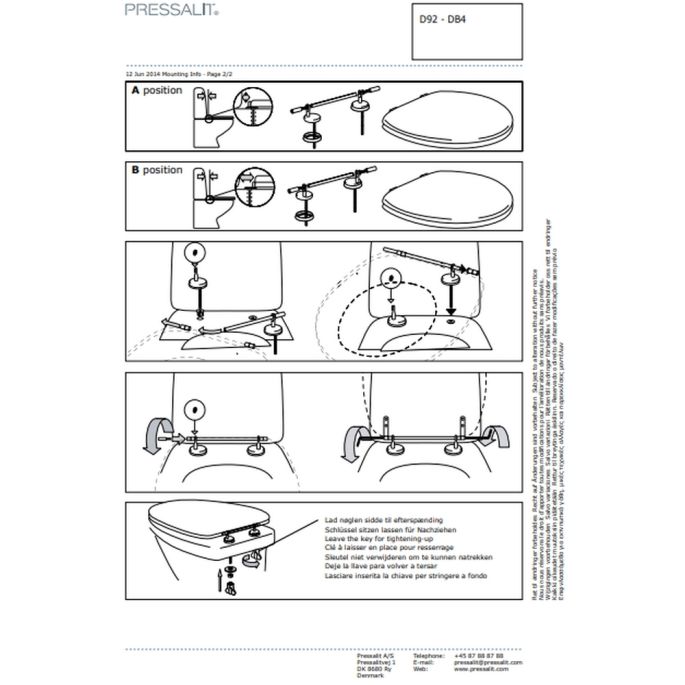 Pressalit Dania non contact R28000-D92999 toiletzitting zonder deksel wit