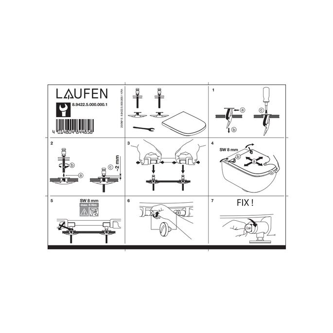 Laufen Palomba - Kartell by Laufen - Universal 8926570000001 pluggedeelte van bevestiging voor closetzitting