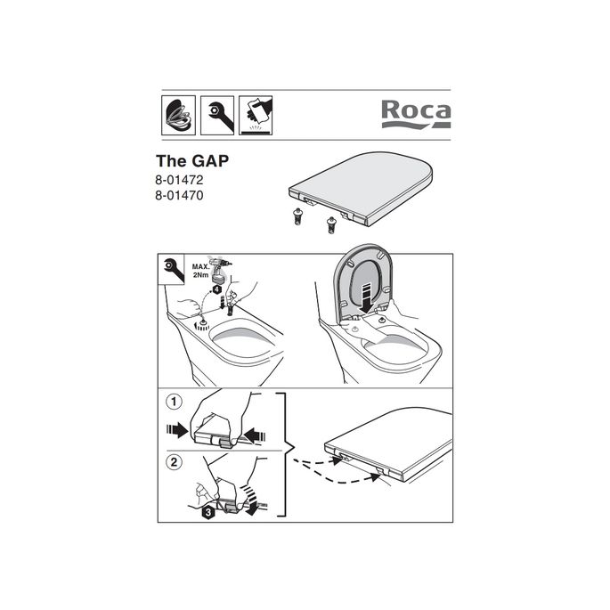 Roca The Gap 7801470004 toiletzitting met deksel wit