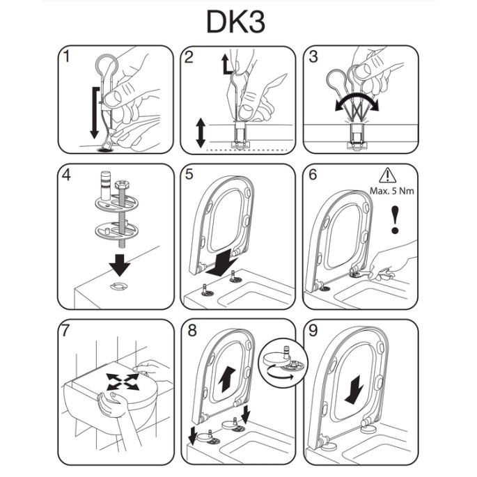 Pressalit Comfort D2 1050111-DK3999 toiletzitting met deksel zwart polygiene