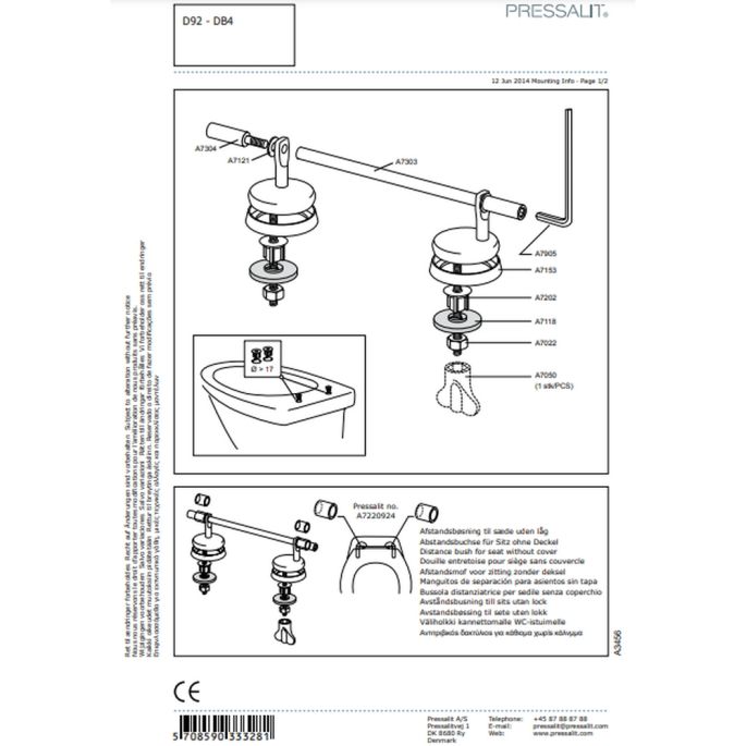 Pressalit Dania R37035-D92999 toiletzitting met deksel rood (RAL 3003)