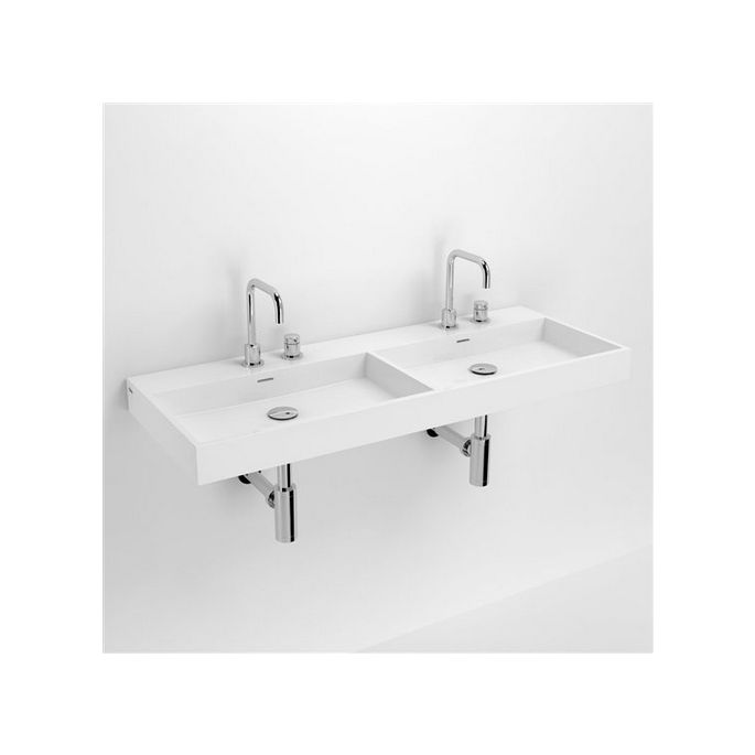 Clou Wash Me CL0226039 double sink 110x42cm mineral marble white