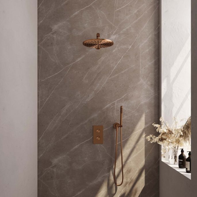 Brauer Edition 5-GK-053 thermostatische inbouw regendouche 3-weg omstelling SET 26 koper geborsteld PVD
