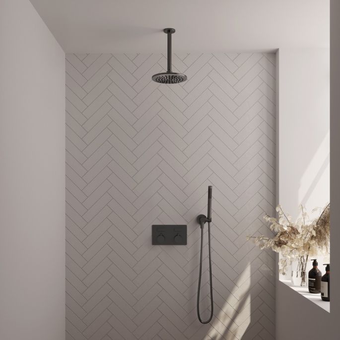 Brauer Edition 5-GM-164 thermostatische inbouw regendouche met drukknoppen SET 53 gunmetal geborsteld PVD