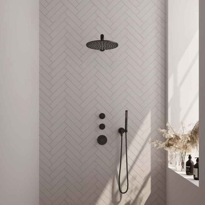 Brauer Edition 5-S-026 thermostatische inbouw regendouche SET 02 mat zwart