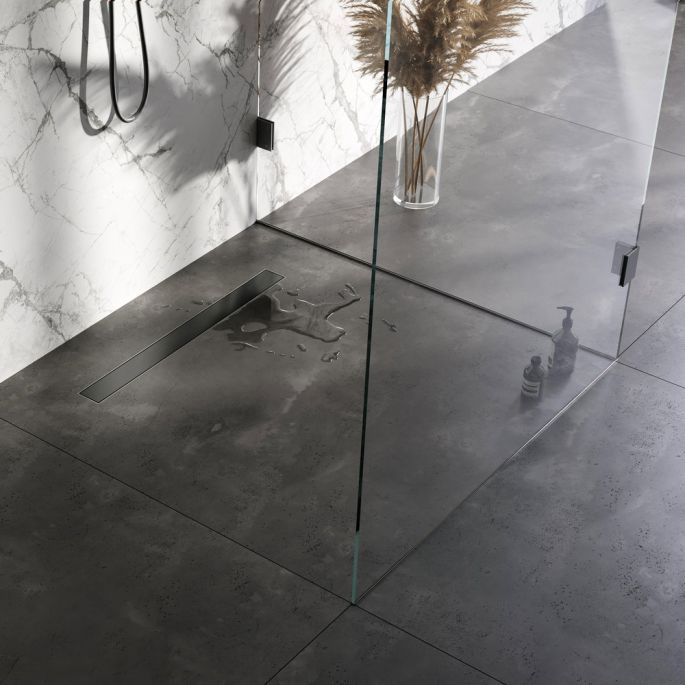 Brauer DR-MRF70GM douchegoot met multifunctioneel rooster en flens 7 x 70cm gunmetal geborsteld PVD