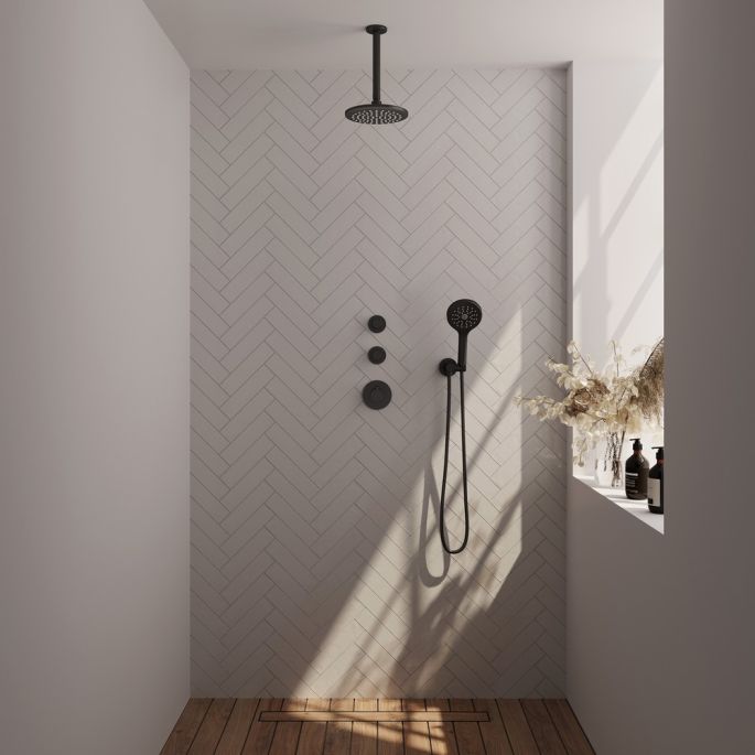 Brauer Edition 5-S-029 thermostatische inbouw regendouche SET 11 mat zwart