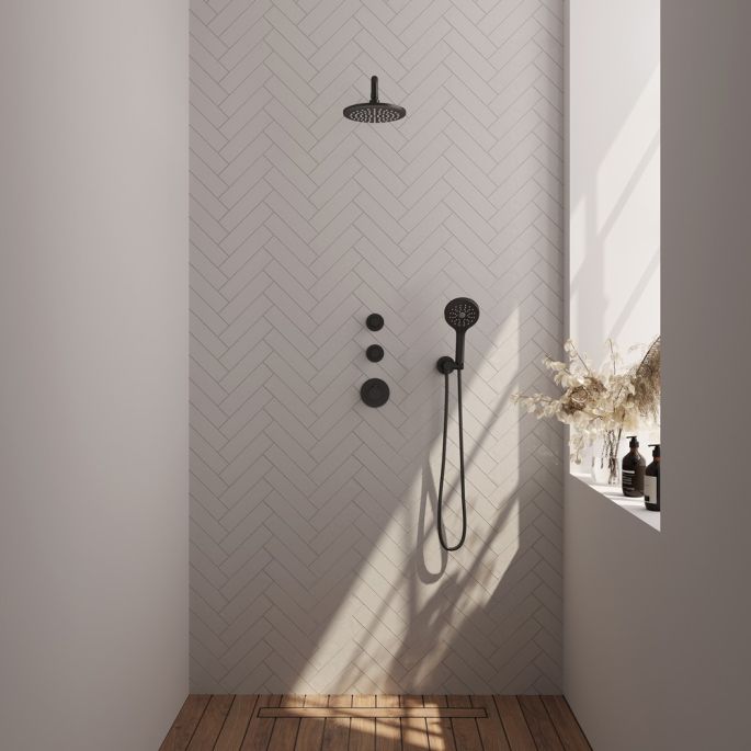 Brauer Edition 5-S-076 thermostatische inbouw regendouche SET 09 mat zwart