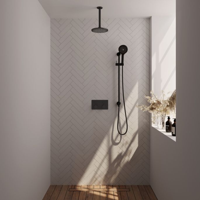 Brauer Edition 5-S-182 thermostatic concealed rain shower with push buttons SET 71 matt black
