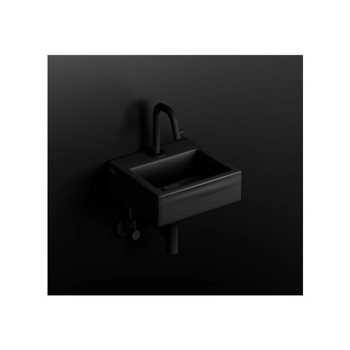 Clou Kaldur CL060509921 set tbv (New)Flush / First fonteinen - fonteinkraan (rechtse versie), sifon en afvoerplug, mat zwart