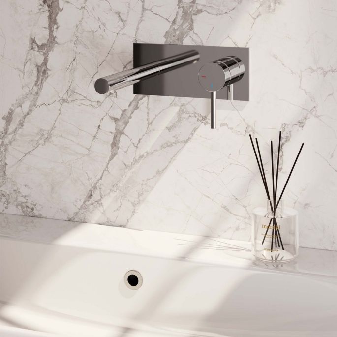 Brauer Edition 5-CE-004-S2 inbouw wastafelmengkraan met rechte uitloop en afdekplaat model A1 chroom