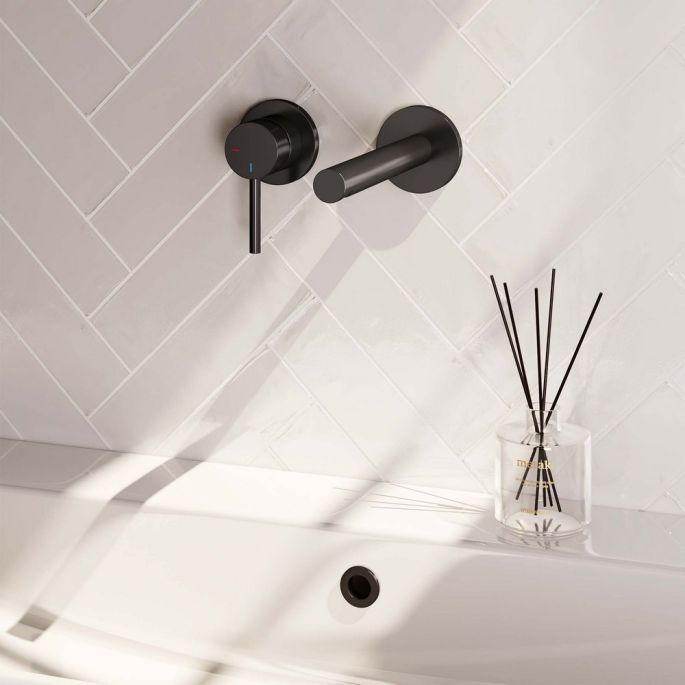 Brauer Edition 5-S-083-S2-65 inbouw wastafelmengkraan met rechte uitloop en rozetten model A2 mat zwart