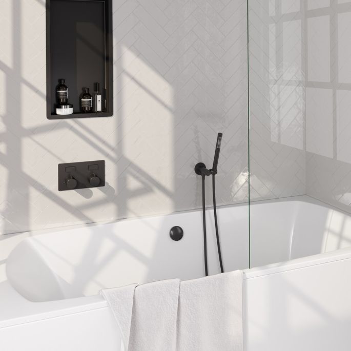 Brauer Edition 5-S-208 thermostatische inbouw badkraan met drukknoppen SET 03 mat zwart